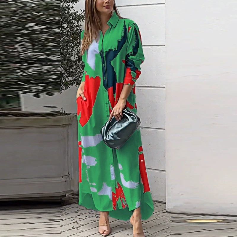 Dame Midi-kjole med farverig print Stilla