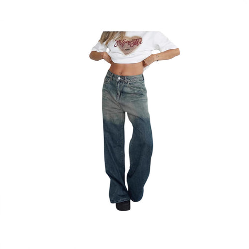 Dame bred jeans med elegant faded effekt Stilla