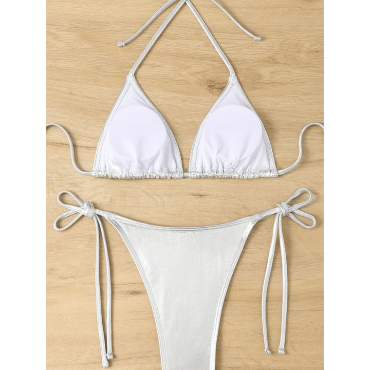Dame Triangel-Bikini med blankt materiale og justerbare stropper Skovae