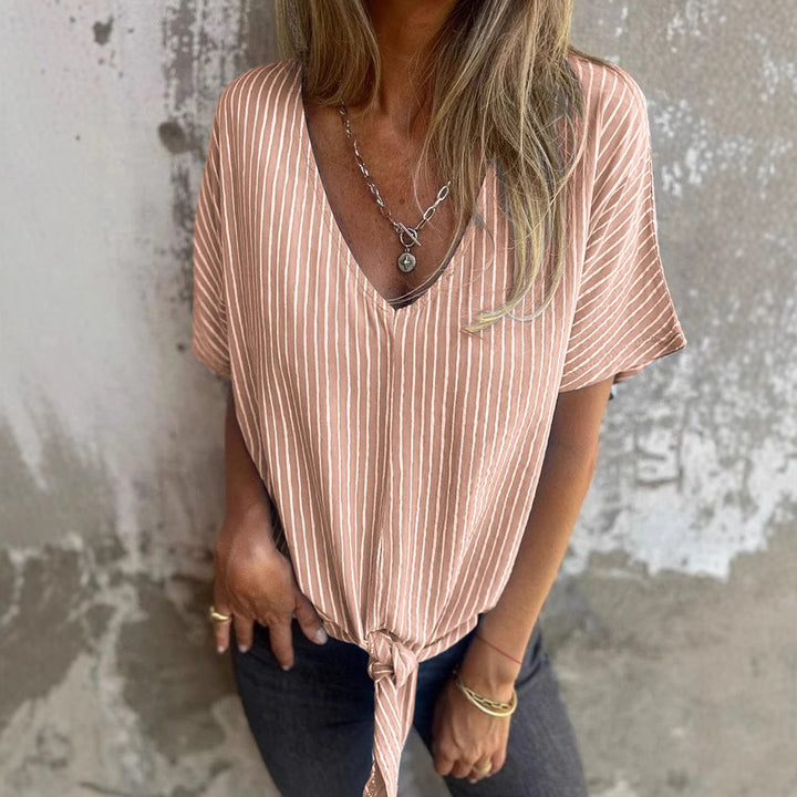 Dame Glitrende V-Pullover Bluse Skovae