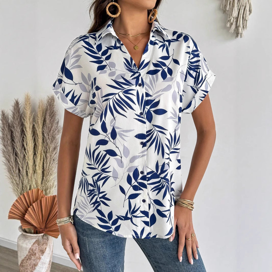 Damebluse med floraltryk Stilla