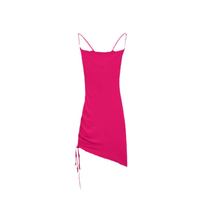 Dame asymmetrisk rynket mini kjole Stilla