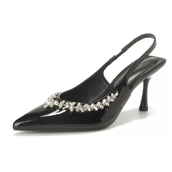 Dame elegante Slingback-hæle med rhinsten-dekoration Stilla