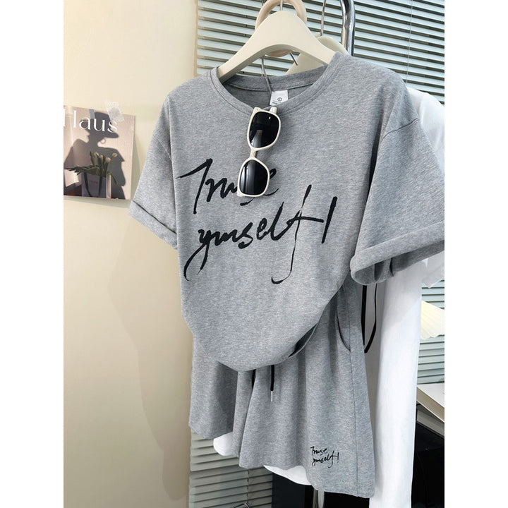 Dame Oversized Grafik-T-shirt med kreativt print Stilla