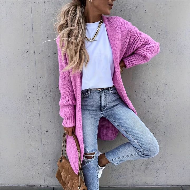 Femme Chunky Strikcardigan med åben front Stilla