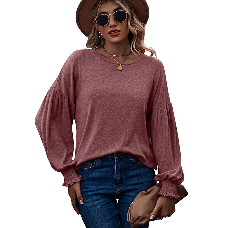 Dame Fashion Pullover top med enkle flæsedetaljer Stilla