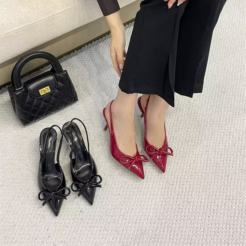 Dame Slingback Pumps med elegant sløjfe-detalje Stilla