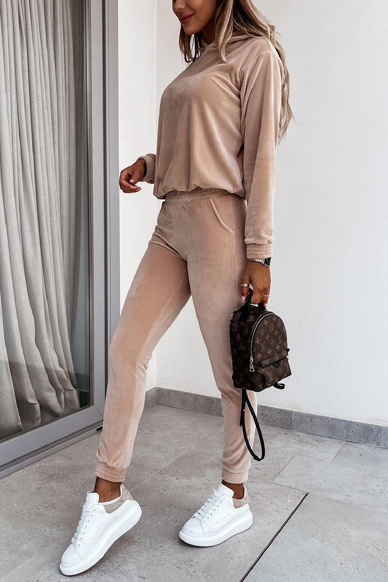 Stilla | Velvet Cozy Hættepullover Jogger Bukser