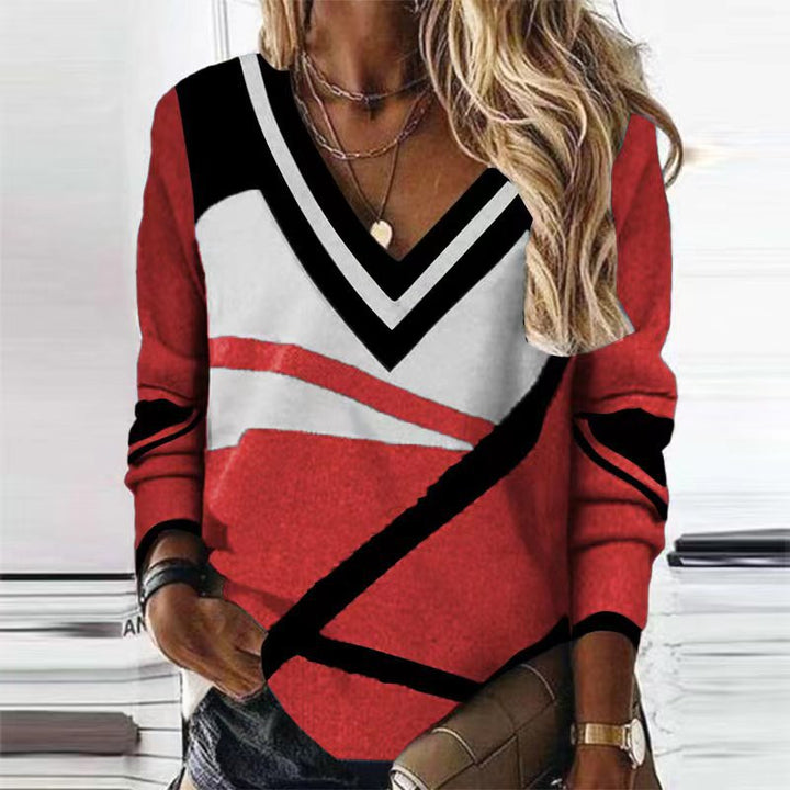Stilla | Elegant Print V-Hals Mode T-shirt
