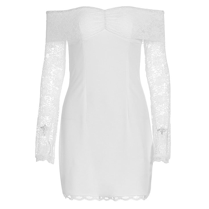 Dame Off-Shoulder Kjole med Spidse Ærmer og Tætsiddende Snit Skovae