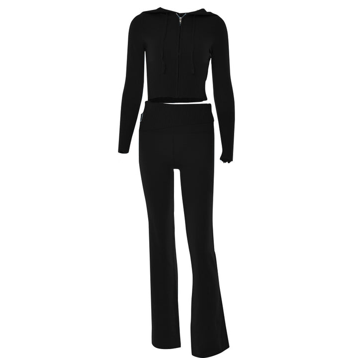 Femme Cropped Zip-Up Fitness Hoodie Sæt Stilla