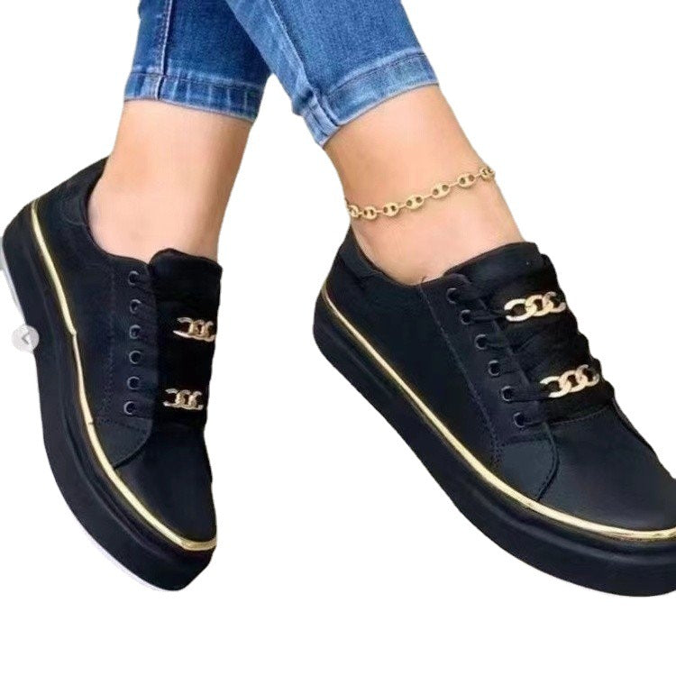 Dame Modische Slip-On Sneakers med gyldne accenter og skridsikker sål Stilla