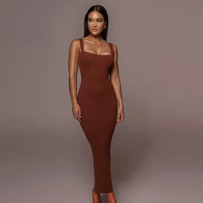 Dame Bodycon Maxikjole med skulderfri spids og elegant silhuet Stilla