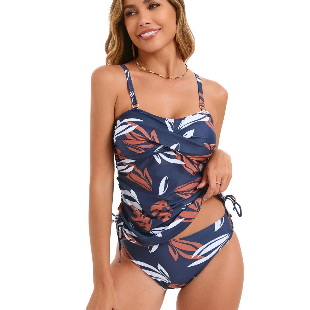 Dame one-piece badedragt med drapering og blomsterprint Skovae