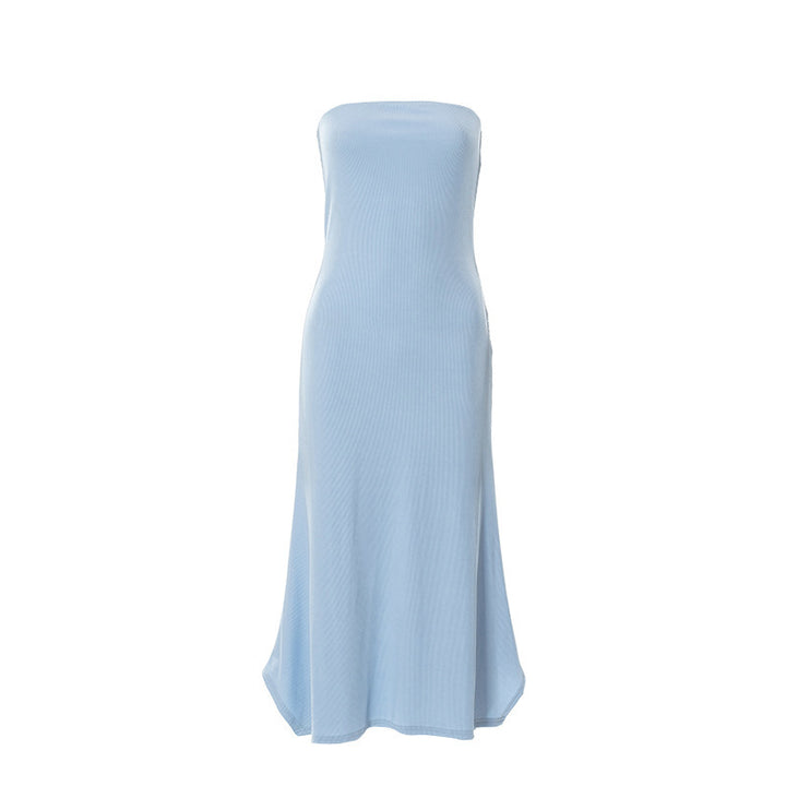 Dame maxikjole med off-shoulder design og figursyet pasform Skovae