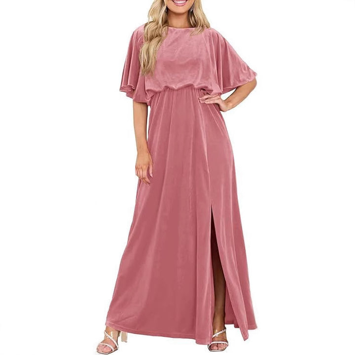 Dame Elegant Maxikjole med sideslag og voluminøse ærmer Stilla