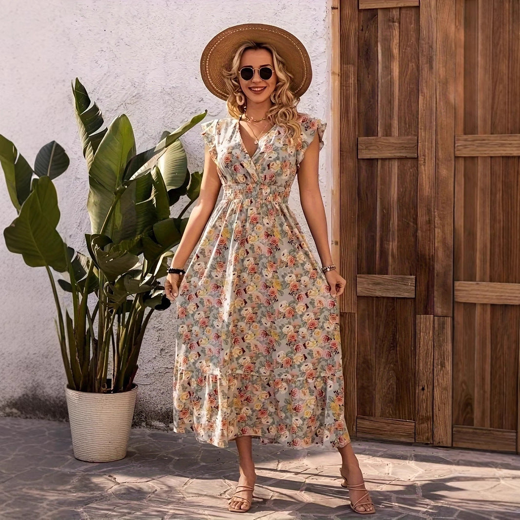 Kvinder Floral Print Stufenkjole Maxi Stilla
