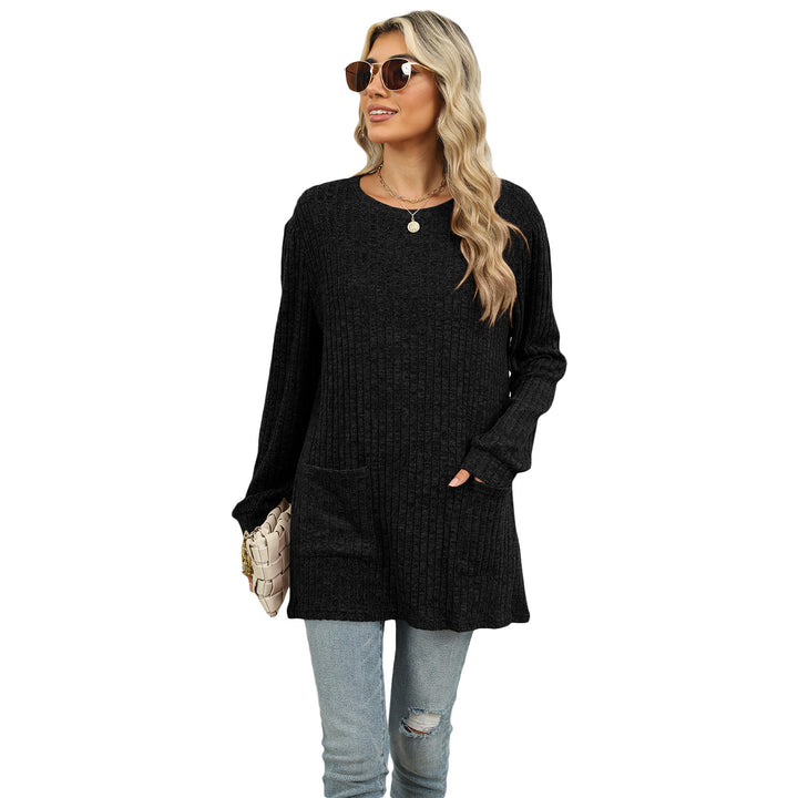 Dame Oversized Strikpullover med Sidelommer Stilla