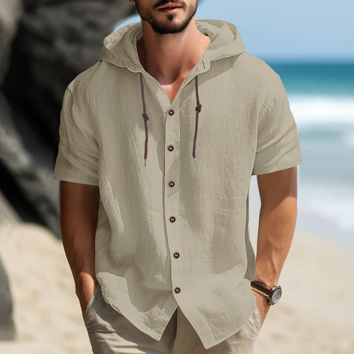 Herrer afslappet hættetrøje med elegant button-down design Stilla
