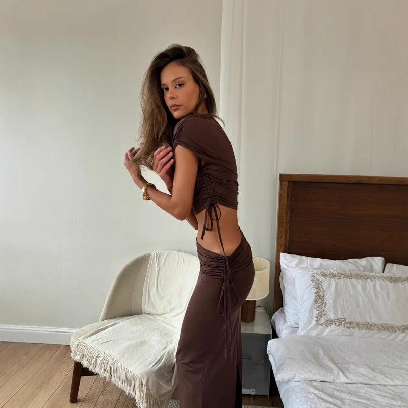 Dame Elegant Vickleoverdel med højtstående nederdel Stilla