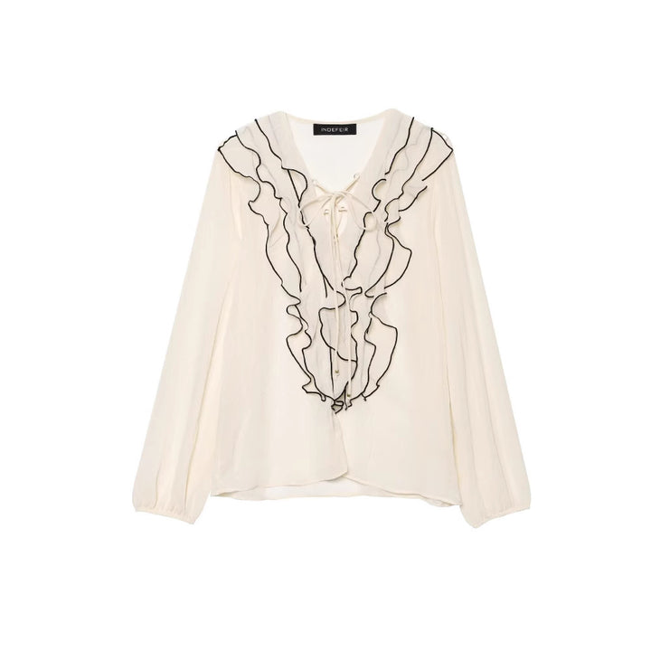 Femme Rynkebluse med Bindingsdetalje Stilla