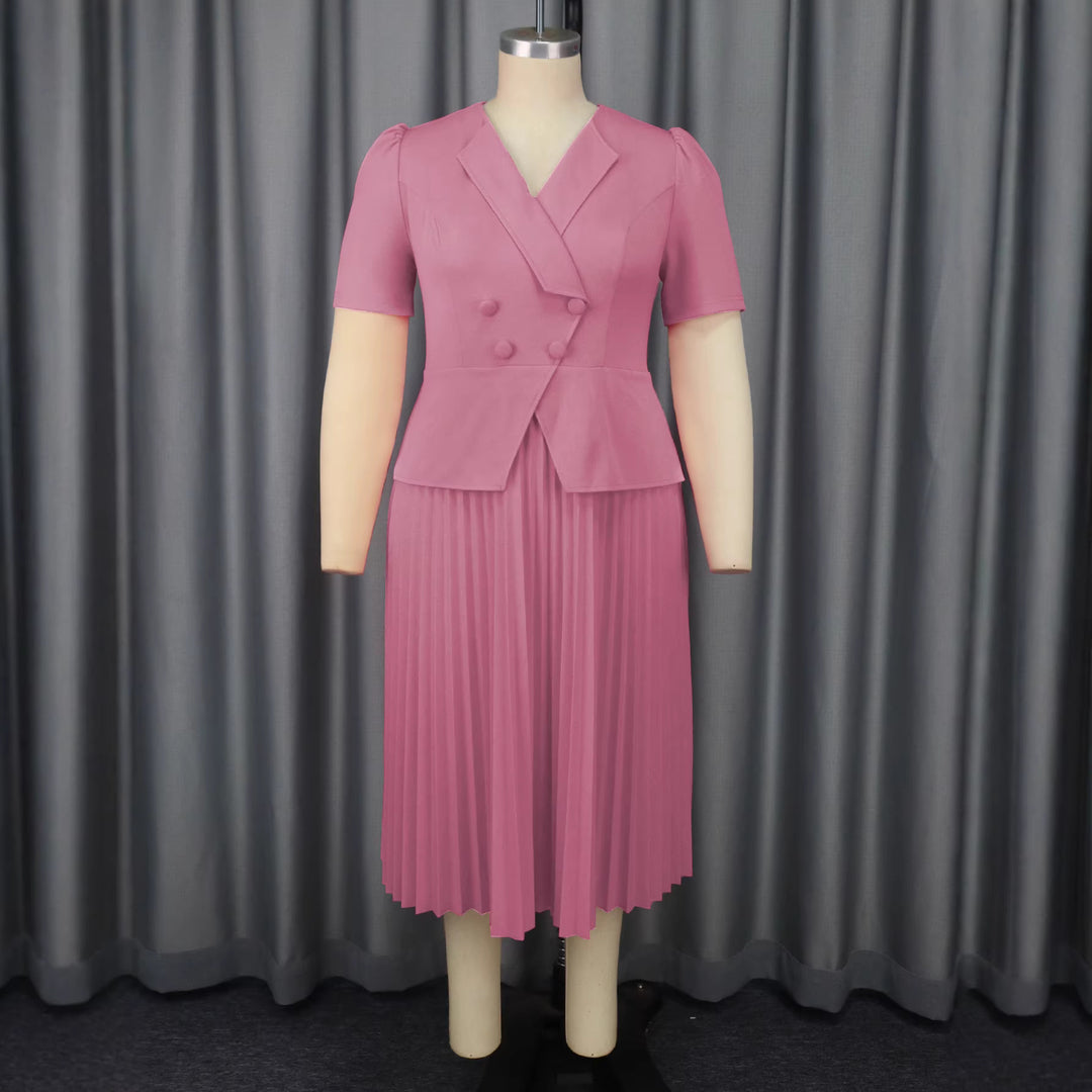 Damer elegant blazer-kjole med plisseret nederdel Skovae
