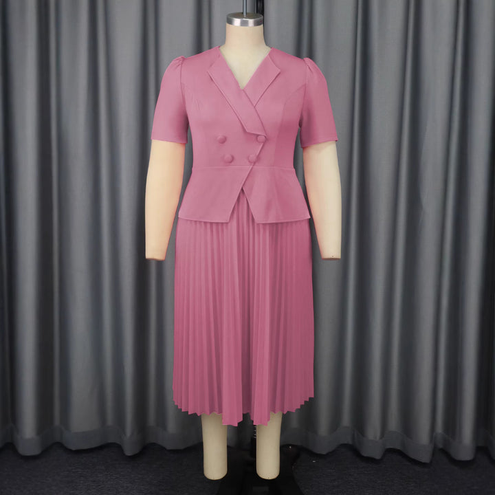 Damer elegant blazer-kjole med plisseret nederdel Skovae