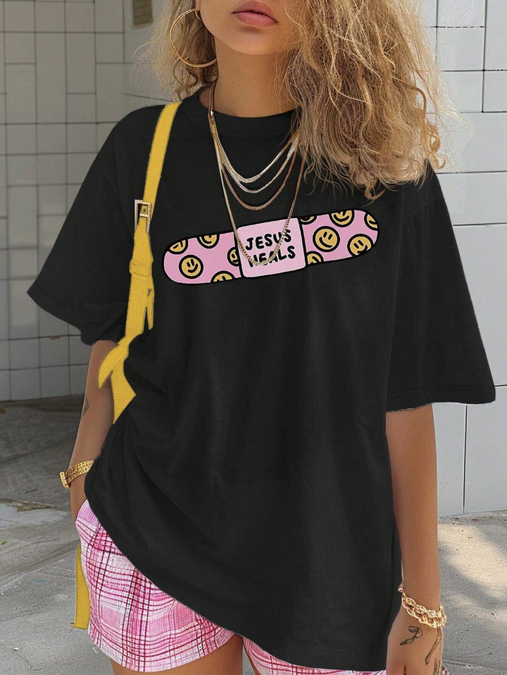 Dame T-shirt med kunstnerisk skeletmotiv og unikt tryk Skovae
