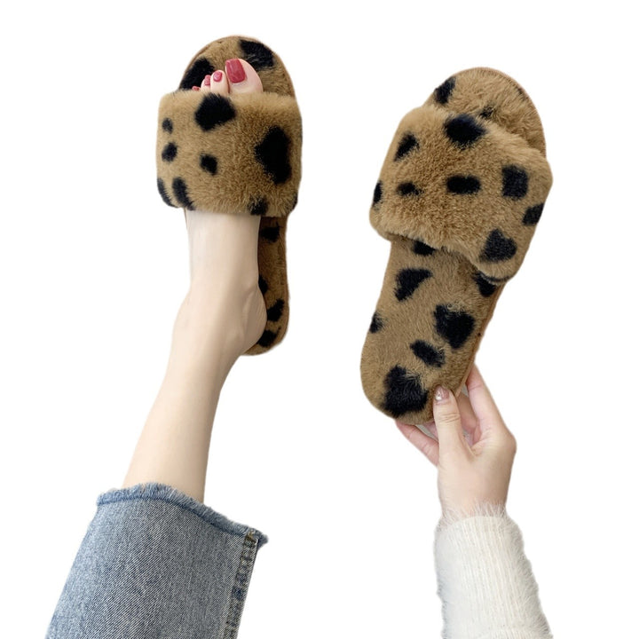 Dame plysch-pantofler med trendy leopardmønster og komfortabel fodseng Stilla