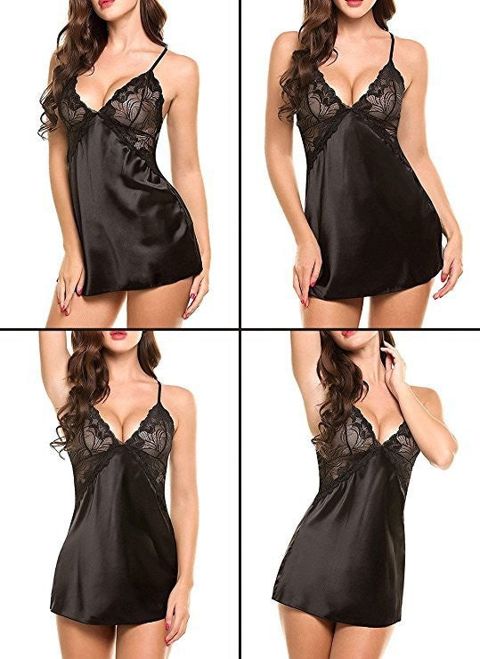 Dame Satin Spids Cami Kjole Stilla