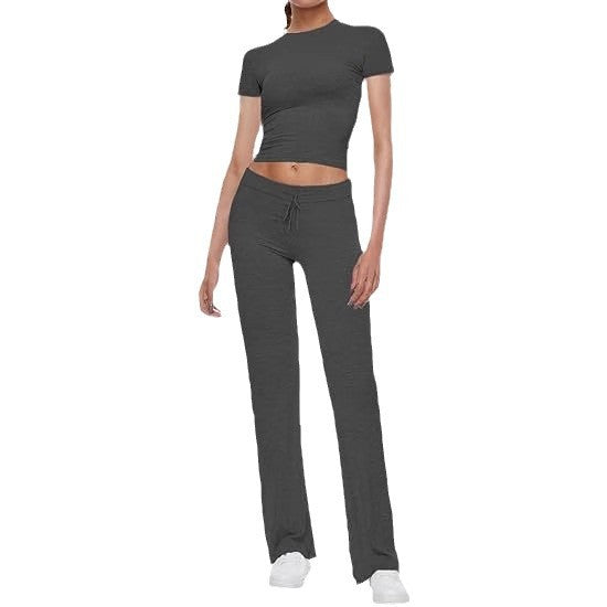 Dame afslappet crop-top og sportshose sæt Stilla