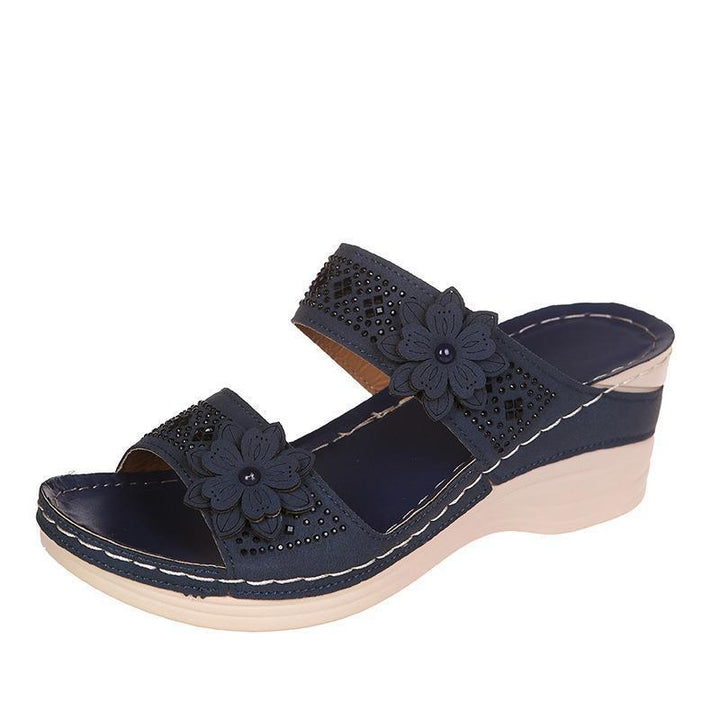 Dame wedge sandaler med blomstret design og ergonomisk sål Stilla
