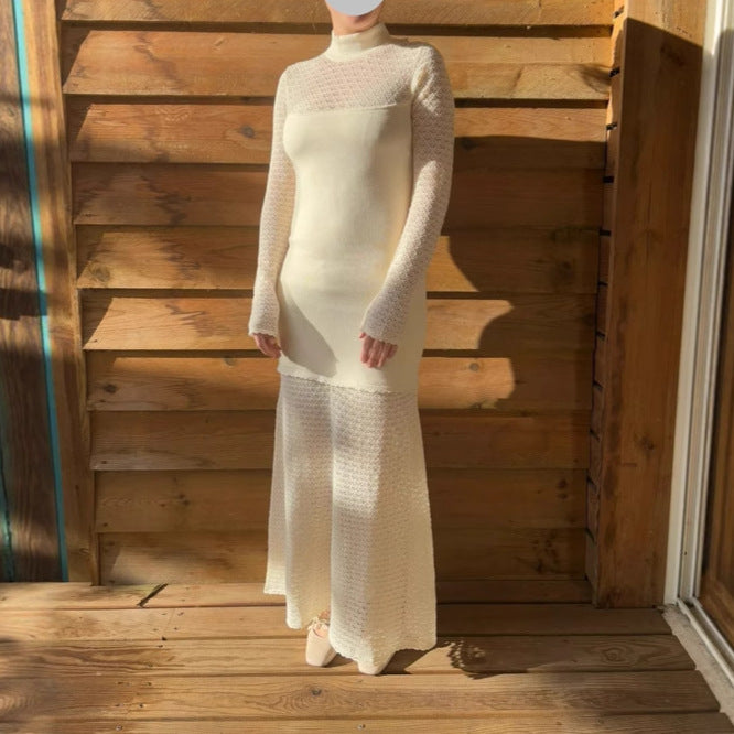 Dame maxikjole med elegant spidstop og figursyet snit Stilla