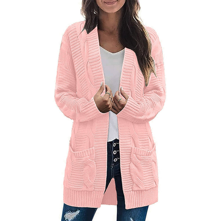 Kvinders chunky strik cardigan med lommer og struktureret stiklook Stilla