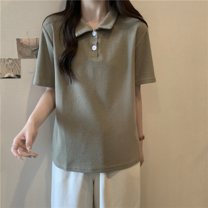 Femme Classic Vaffel Strik Polo-Shirt Stilla