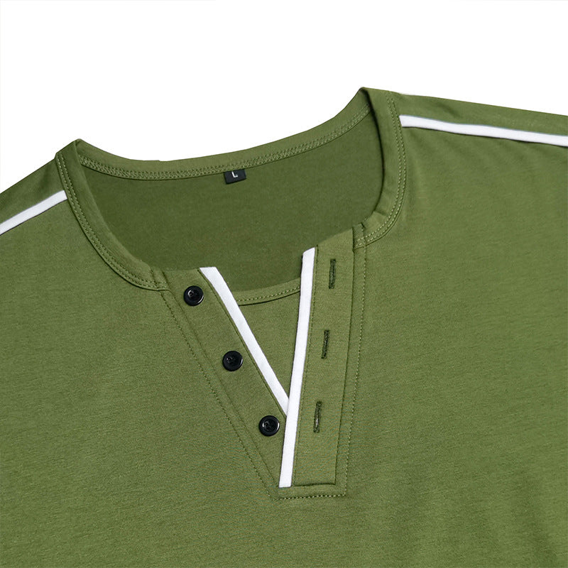 Herrer Korteærmet Skjorte med moderne Henley-udskæring og struktureret design Stilla