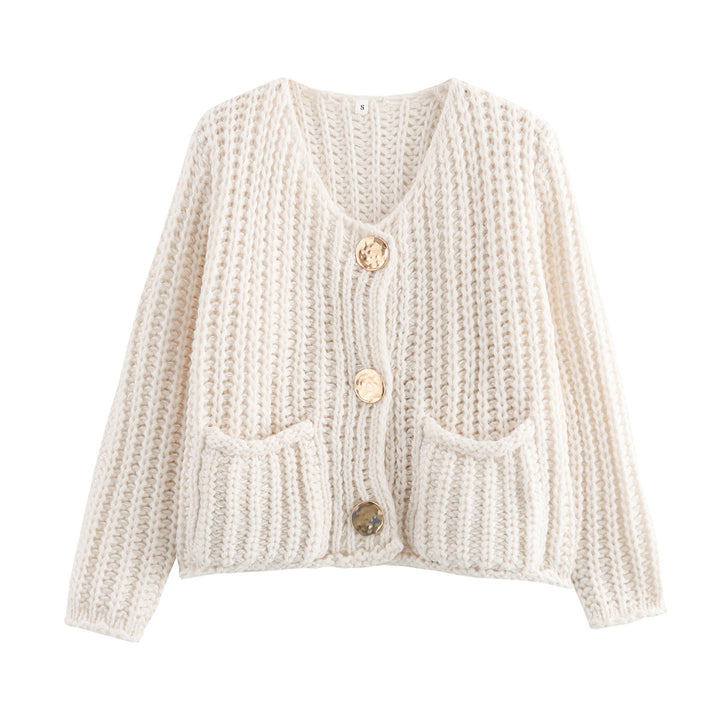 Femme Chunky Strikjakke med frontlommer Stilla