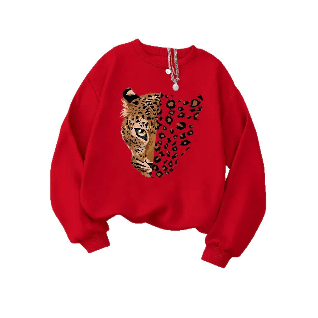 Kvinders sweatshirt med leopardmotiver Stilla