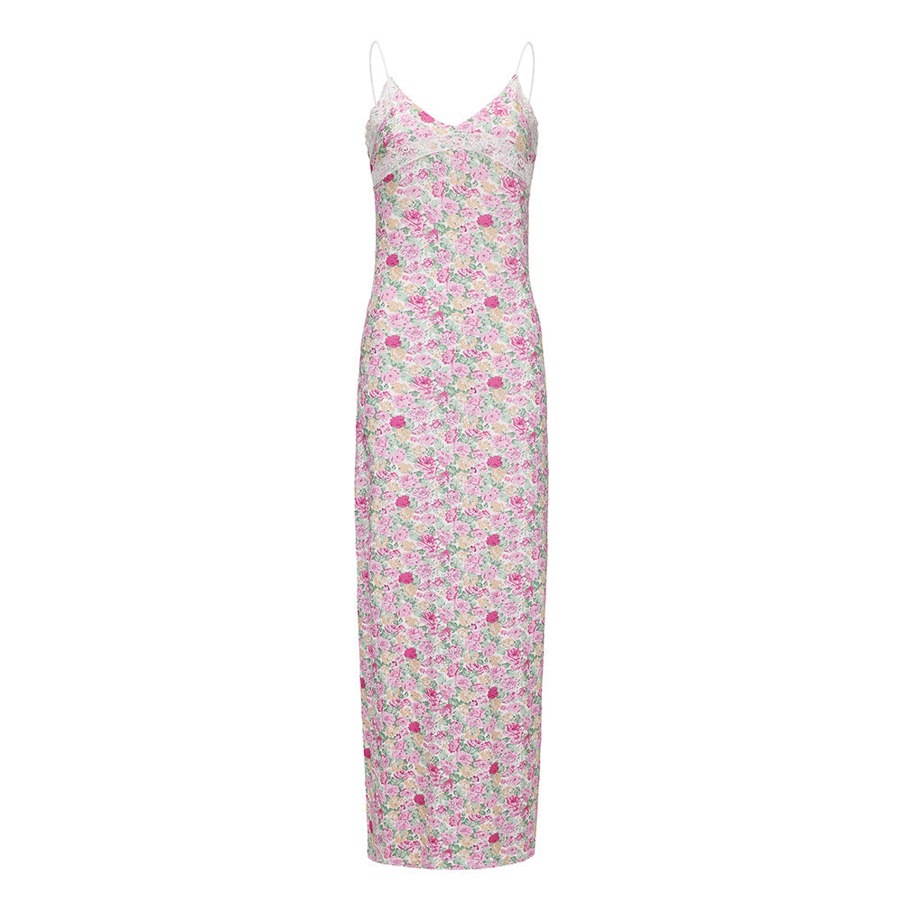 Stilla | Sexy V-hals Blomster Bodycon Maxi Kjole