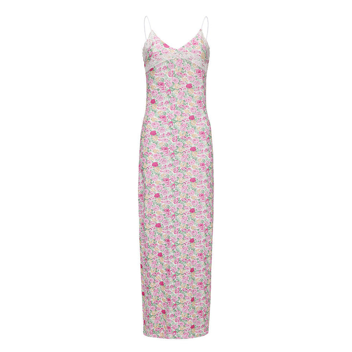 Stilla | Sexy V-hals Blomster Bodycon Maxi Kjole