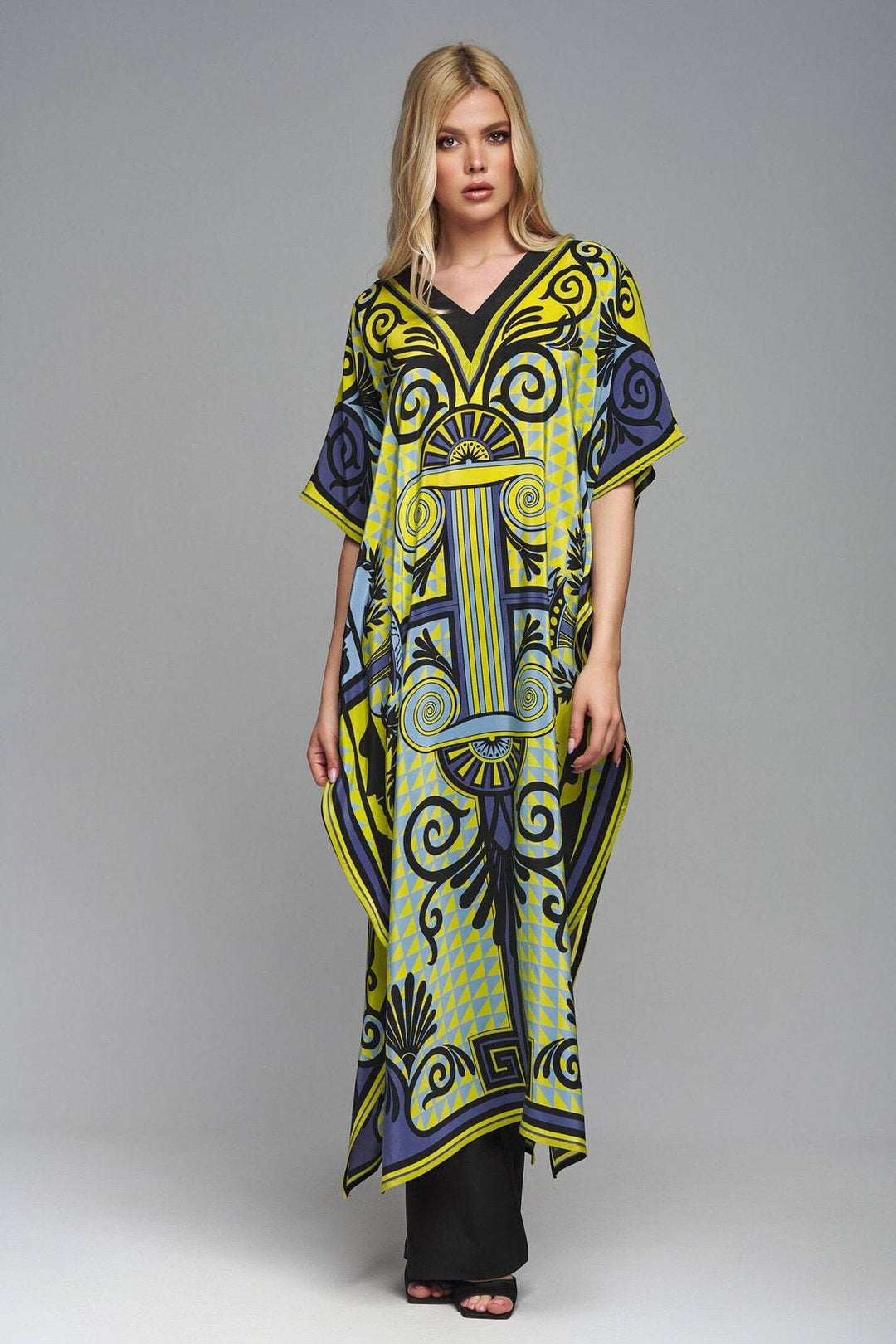 Dame Kaftan med kunstnerisk mønster og frisk design Stilla