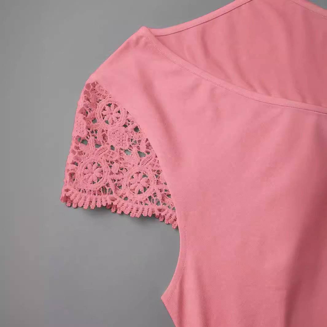 Dame V-hals T-shirt med spidse ærmer Stilla
