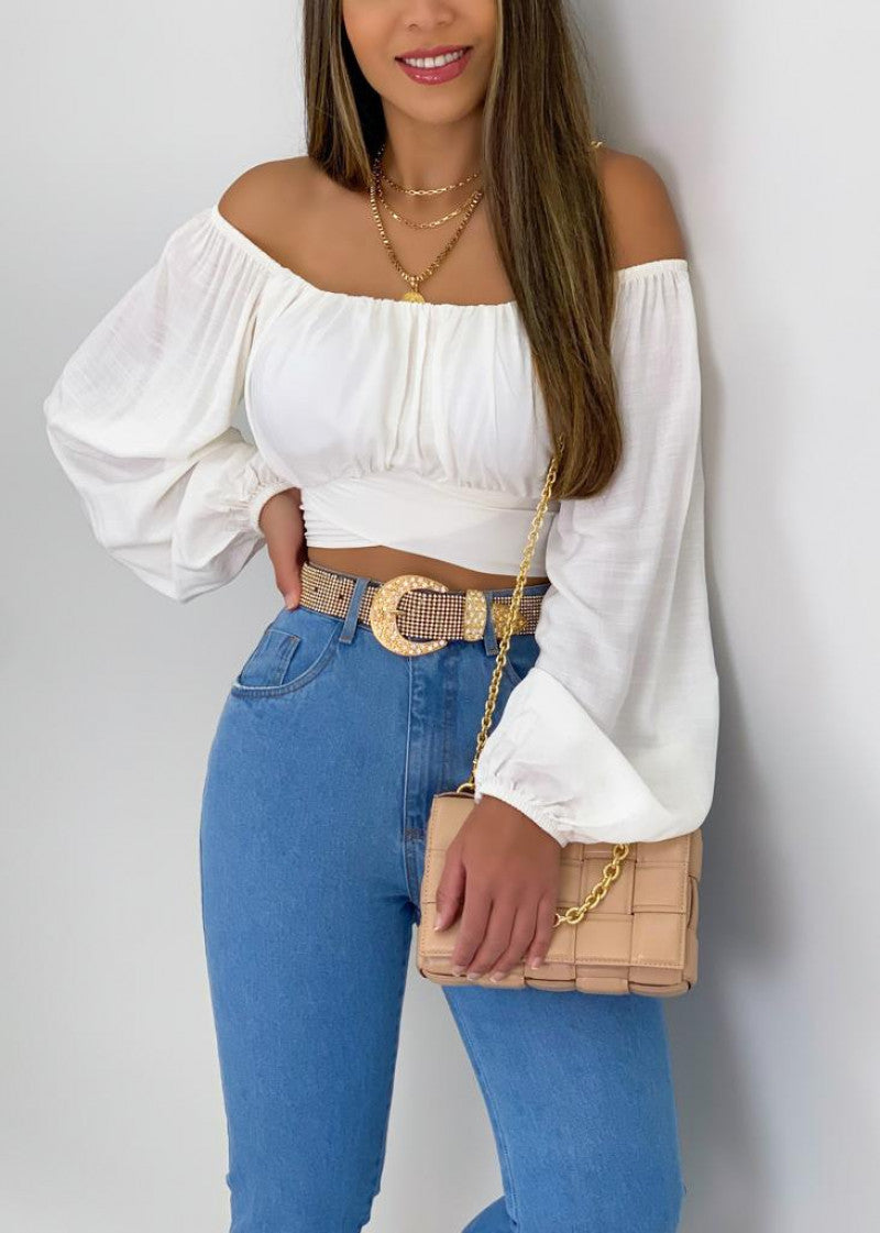 Femme Stilfuld Off-Shoulder Crop Top Stilla