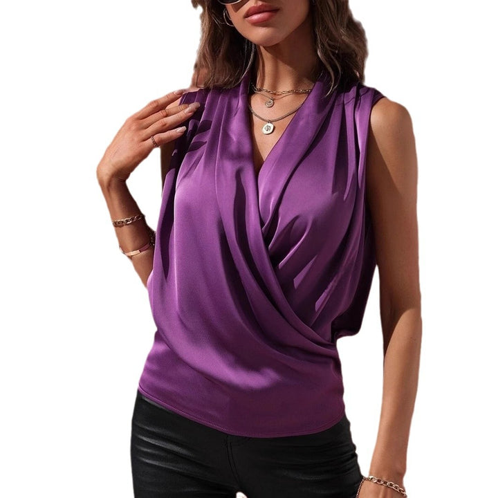 Dame Elegant top med omslagseffekt og drapering Skovae