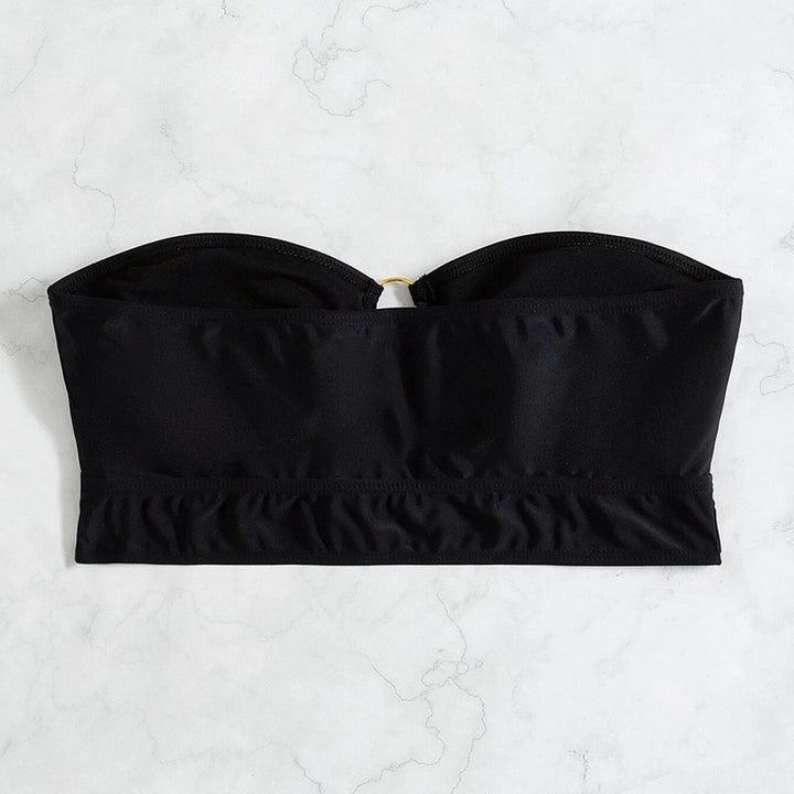 Dame bandeau-bikini top med elegant ring-detalje Skovae
