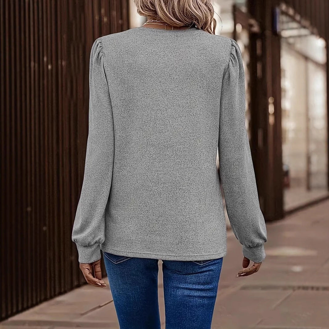 Dame sweater med puffærmer og casual snit Stilla