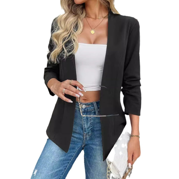 Dame elegant, skræddersyet blazer med åben front og afslappet look Stilla