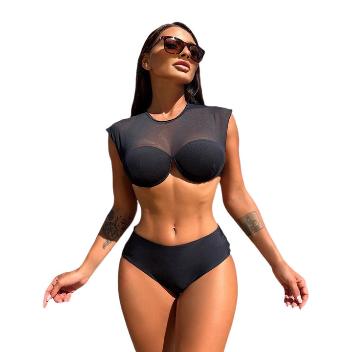 Dame bikini-sæt med moderne mesh-top og høj talje Stilla