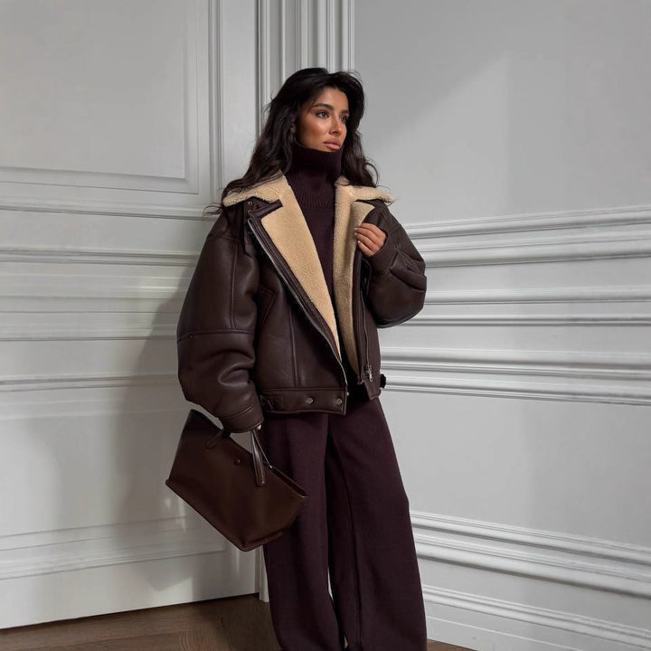 Kvinders Oversized Strik Sweater med Høj Krave Stilla