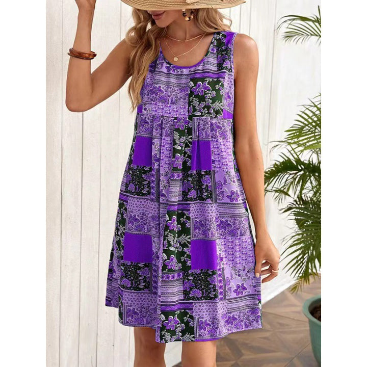 Dame luftig sommerkjole med patchwork-design Stilla